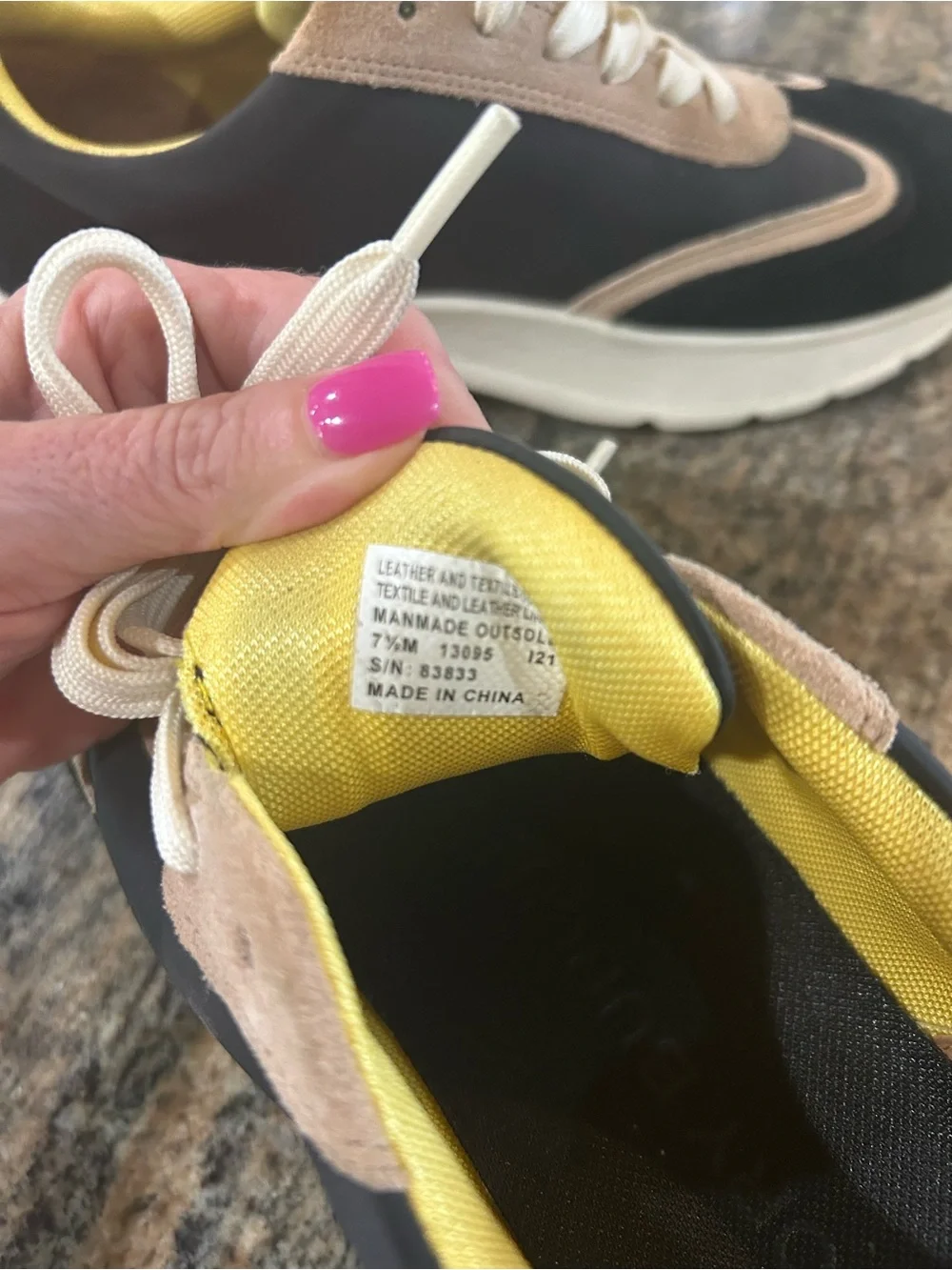 Tory Burch Black, Beige & Yellow Logo Platform Sneakers